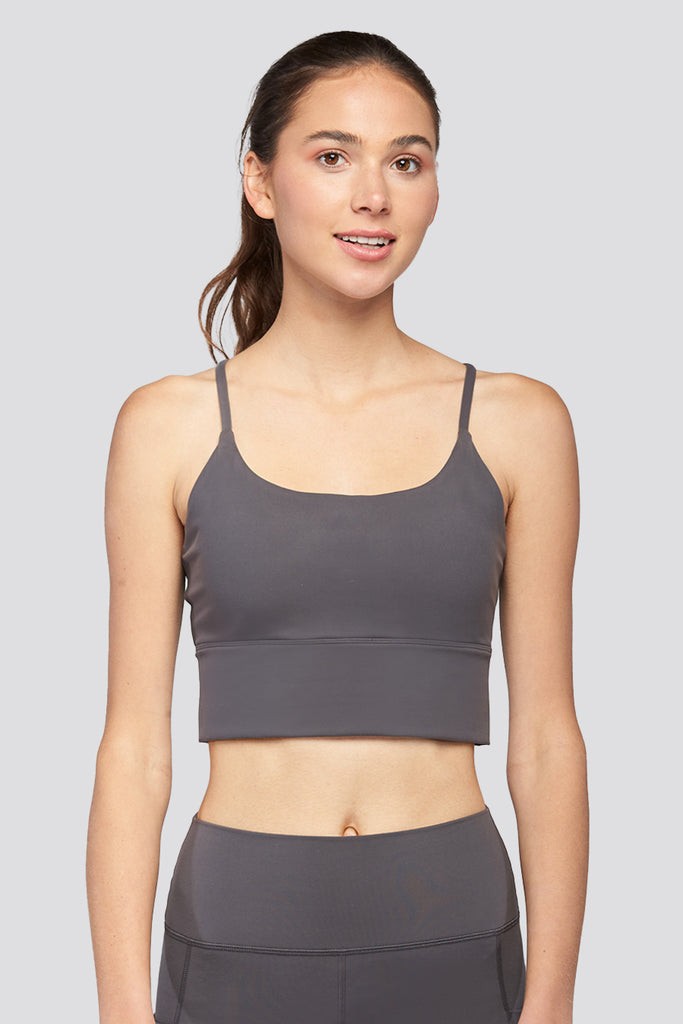 crop top sports bra Charcoal front view