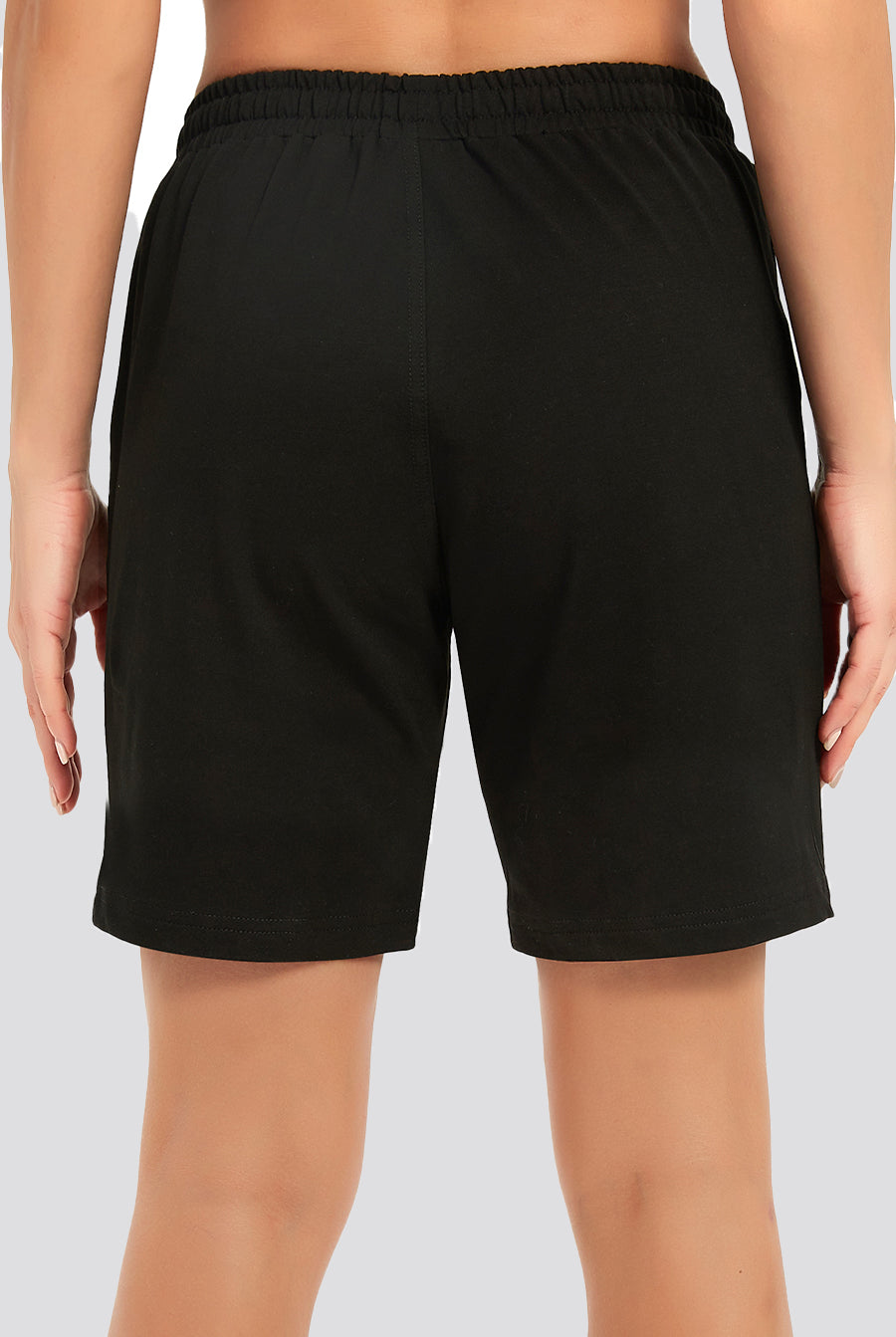 cotton sweat shorts black back view