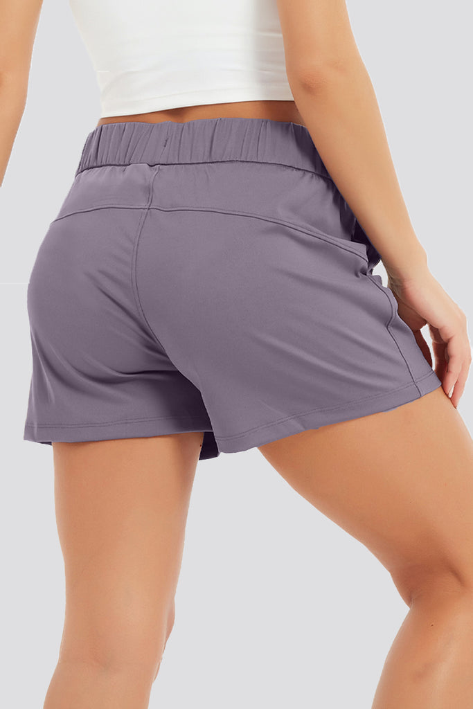 running shorts with phone pocket Grayish Purple back view