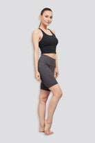 high waisted yoga shorts Charcoal side view 
