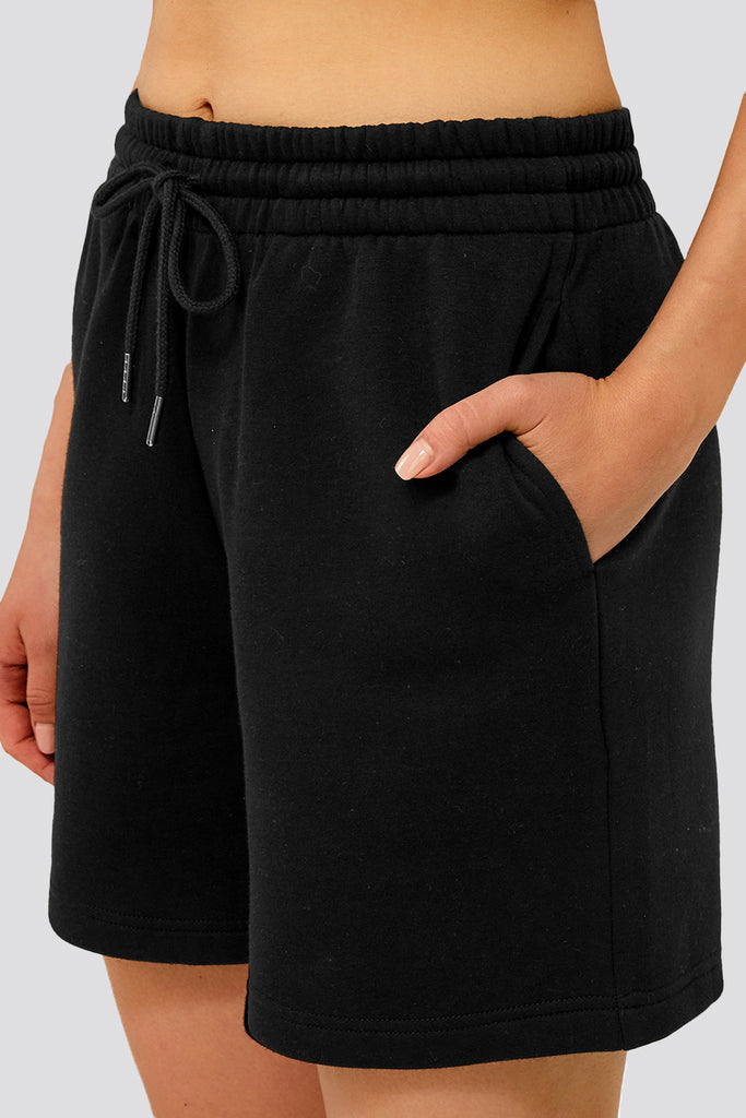 cotton lounge shorts black side view