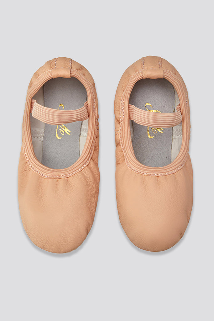 leather ballet shoes nude top view