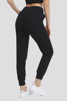 high waisted joggers Black back view