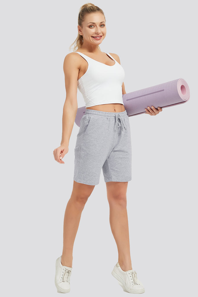 women sweat shorts Light Gray front view