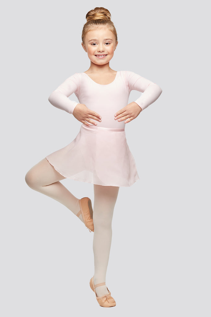 long sleeve leotard with skirt front view