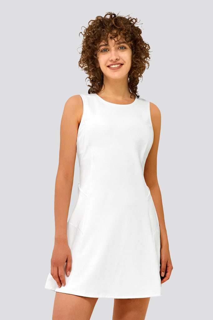 tennis dress with shorts white front view