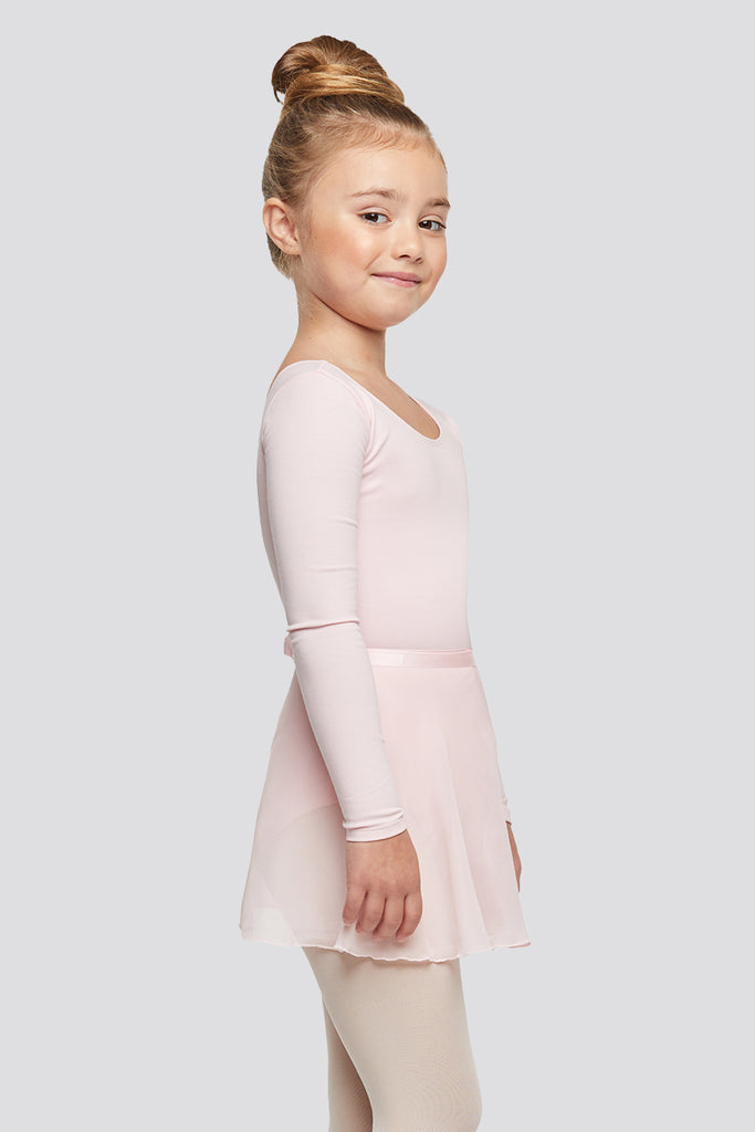 long sleeve leotard with skirt ballet pink side view