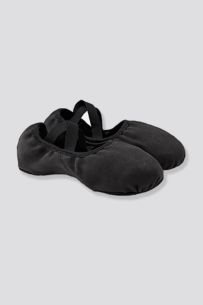 black stretch canvas ballet shoes