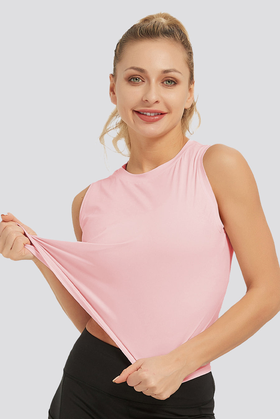 womens sleeves workout tops pink