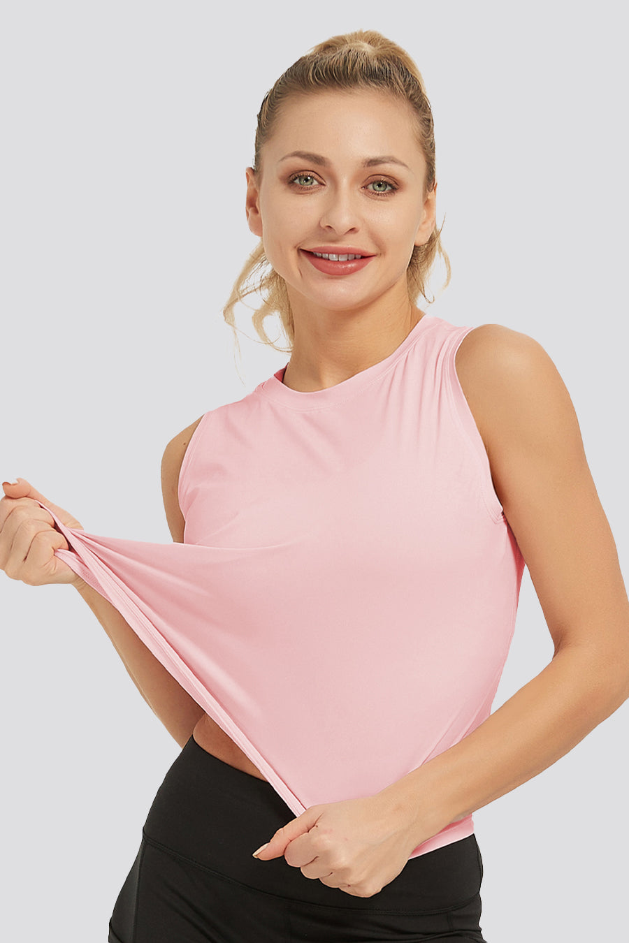 womens sleeves workout tops pink