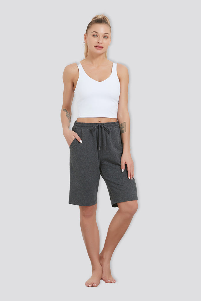 womens cotton shorts with pockets Charcoal