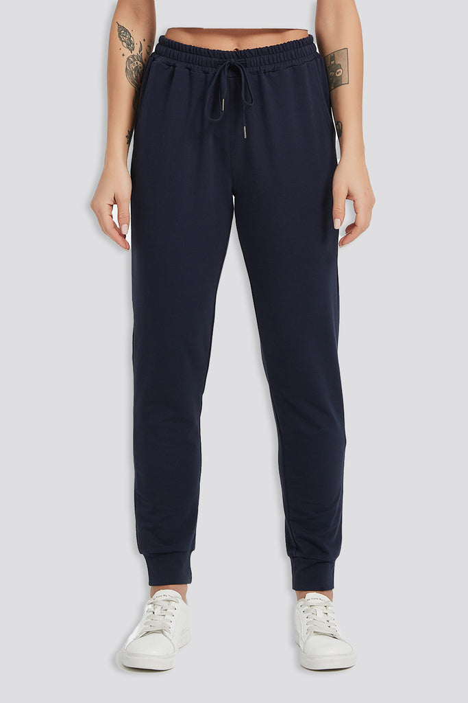 cotton joggers Navy front view