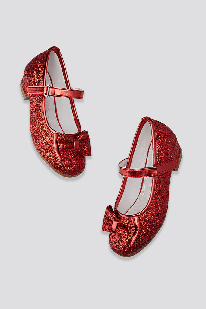 glitter mary janes for toddlers red side view
