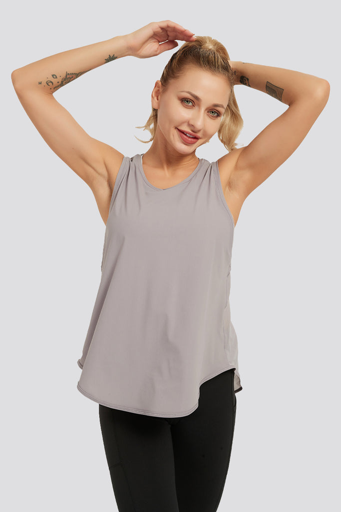 tie back tank top Light Grey front view