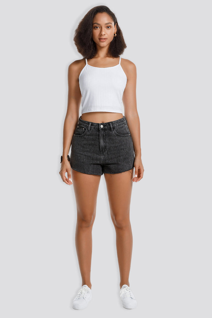 ribbed knit crop top white front