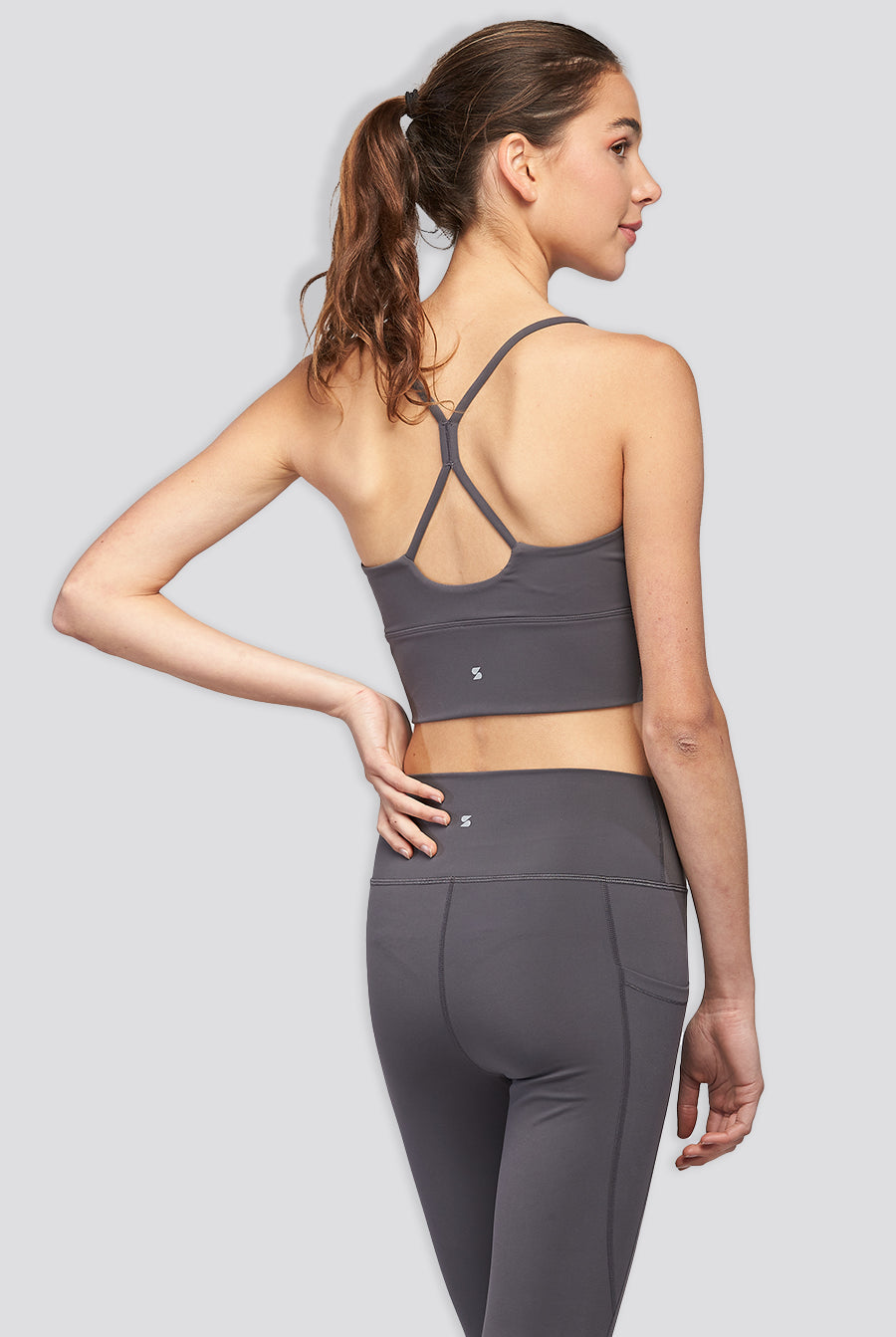 crop top sports bra Charcoal side view