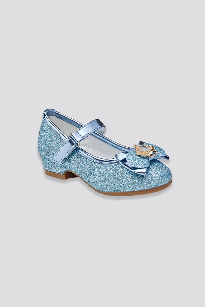 Glitter Mary Jane Shoes with Bow blue side