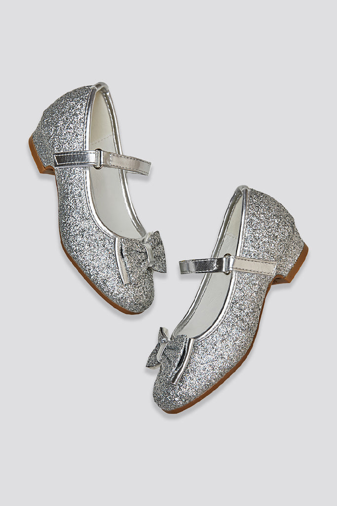 glitter mary janes for toddlers silver side view