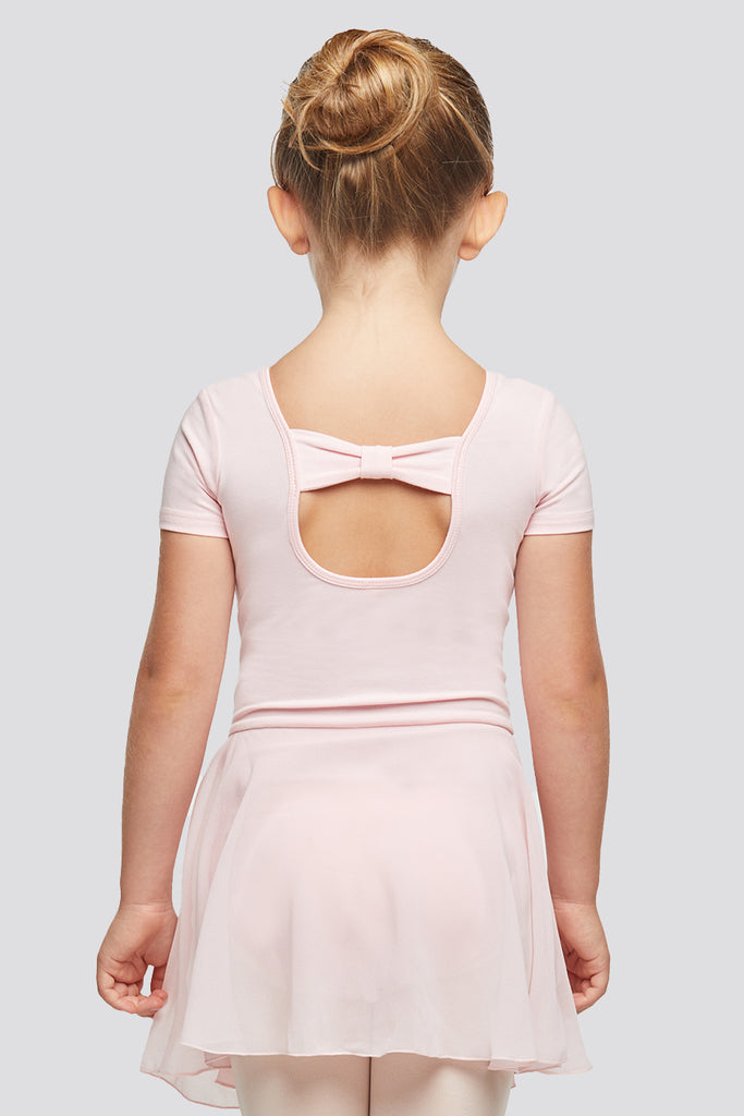 short sleeve leotard ballet pink back view