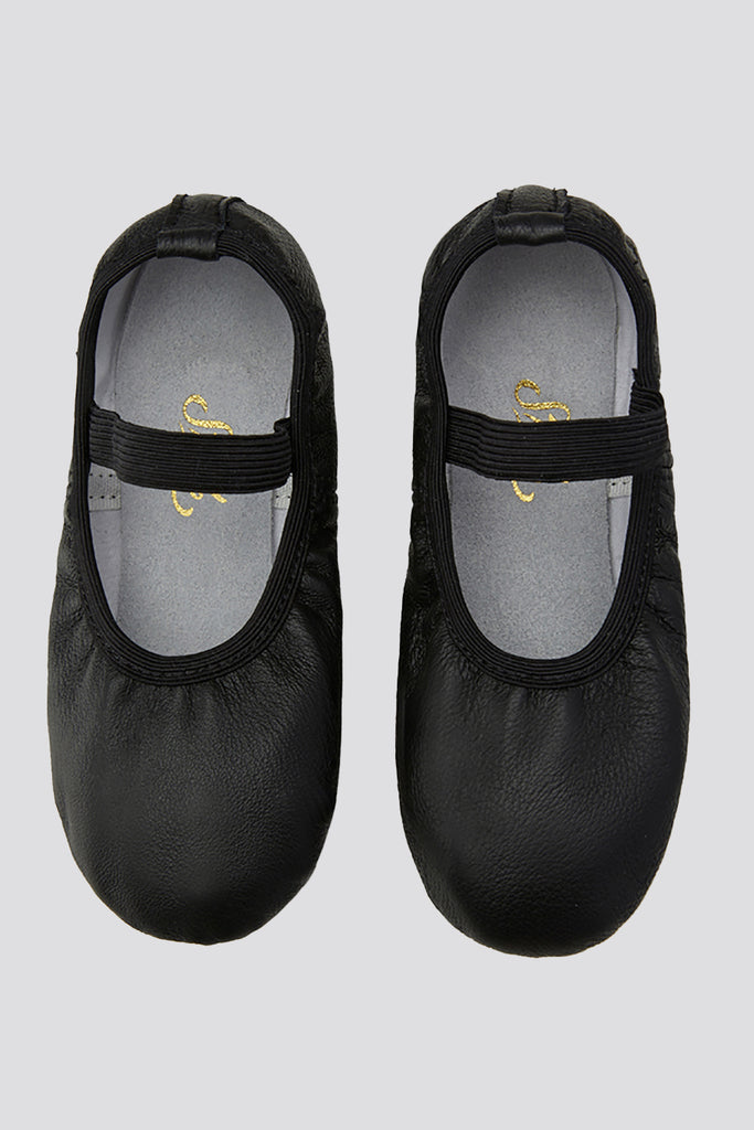 leather ballet shoes black top view