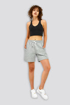 cotton lounge shorts Light Grey front view