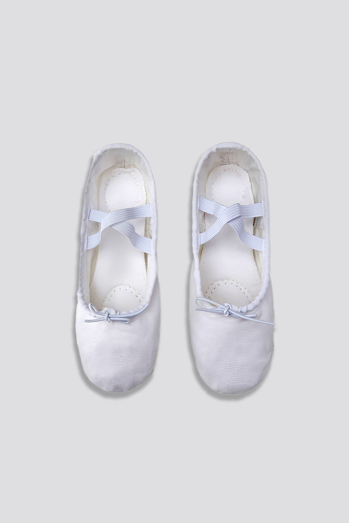 white ballet shoes top view