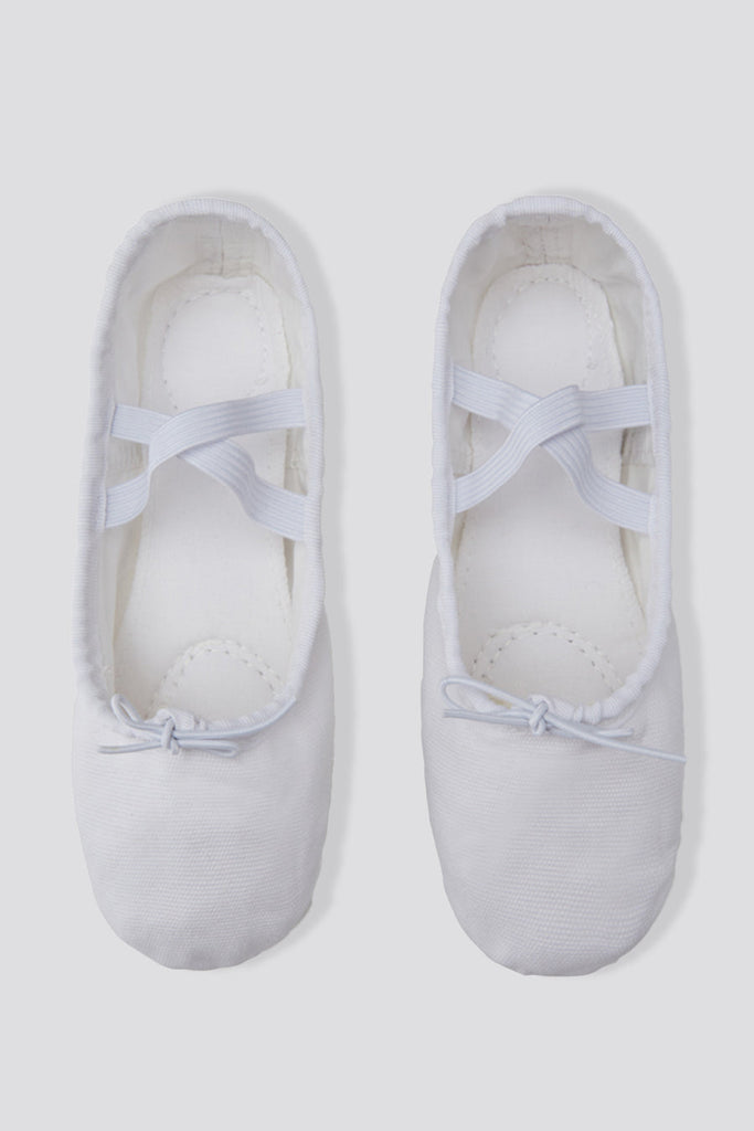girls white ballet shoes top view