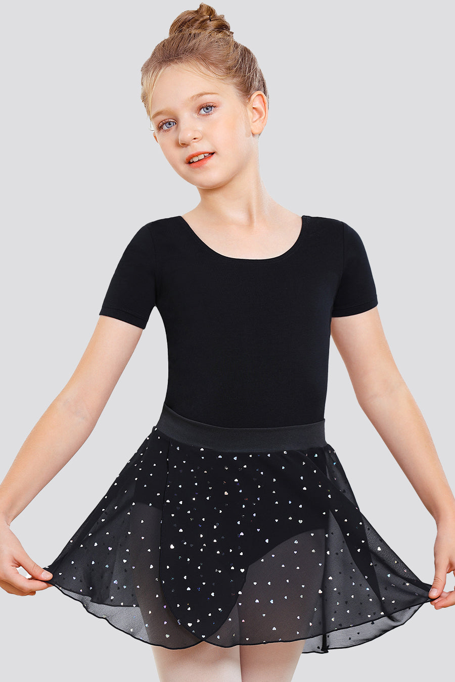 ballet chiffon skirt black shiny front