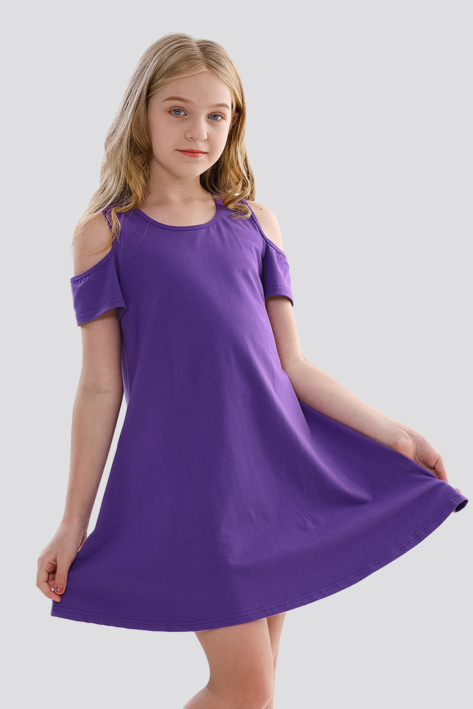 Cold Shoulder Party Dress purple front