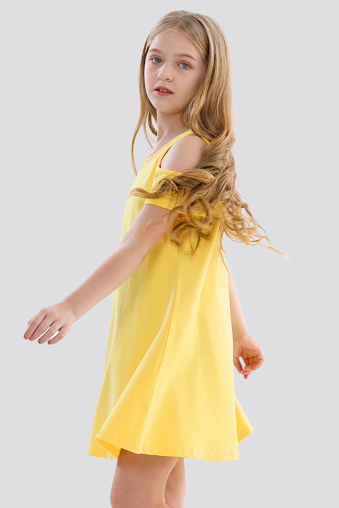 Cold Shoulder Party Dress yellow side