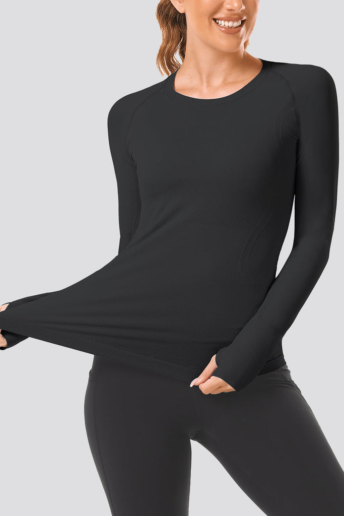 Seamless Long Sleeve black front
