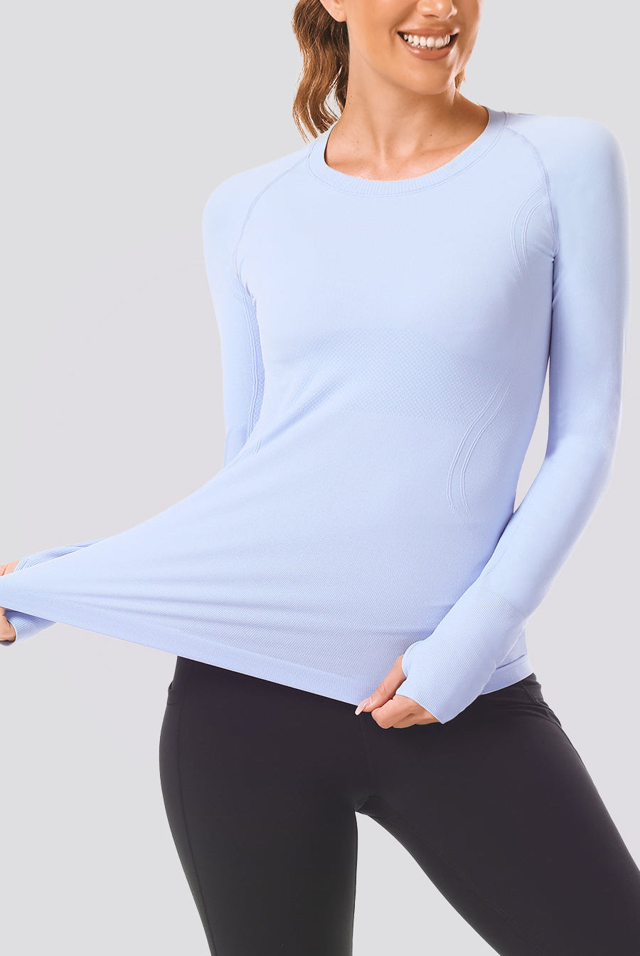 Seamless Long Sleeve Blue front