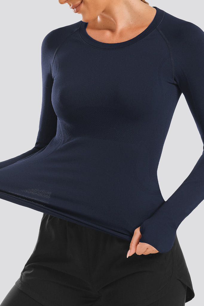 Seamless Long Sleeve Navy front