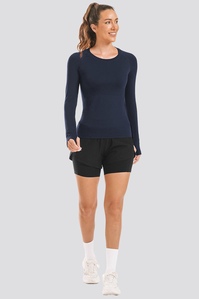 Seamless Long Sleeve Navy front