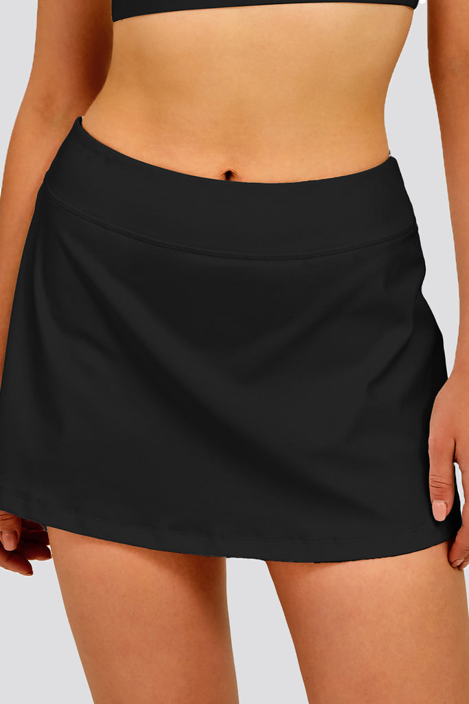 pleated tennis skirt black front