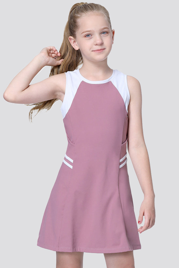 girls golf dress Dusty Rose front view